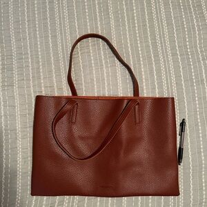 Vince Camuto Rich Brown Leather Tote